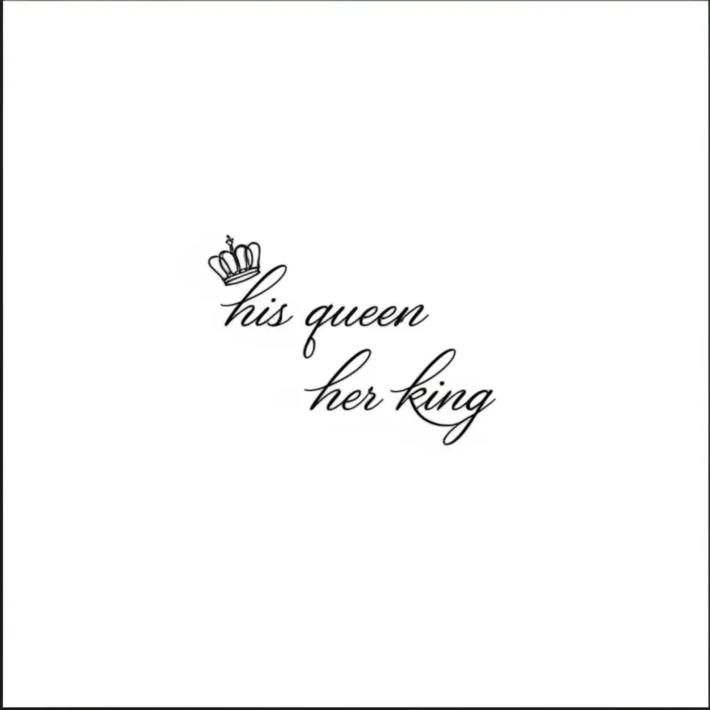 His Queen Her King Matching Fine Line Couple Tattoos
