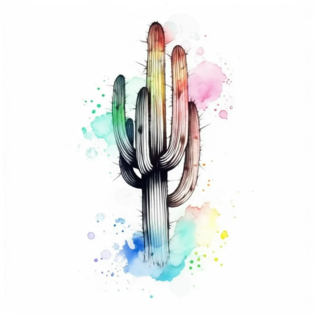 Watercolor Saquaro Cactus Tattoo Design Watercolor Saquaro Cactus Tattoo Design