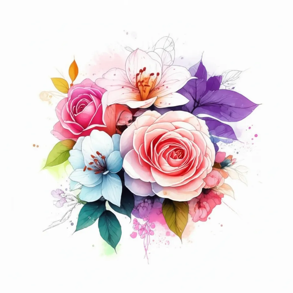 Watercolor Floral Sleeve Tattoo Idea: Roses, Lilies & Shading Watercolor Floral Sleeve Tattoo Idea: Roses, Lilies & Shading
