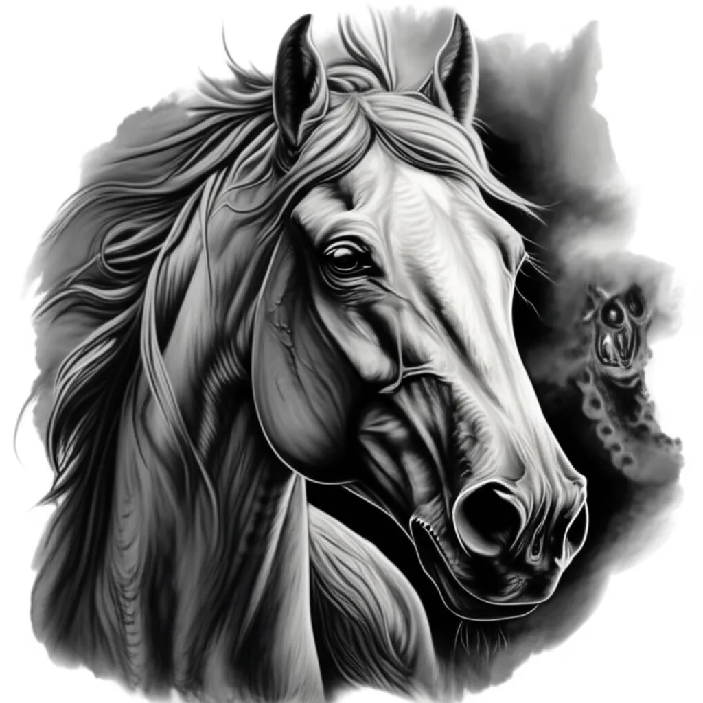 Realistic Pale Horse of Death Tattoo Design