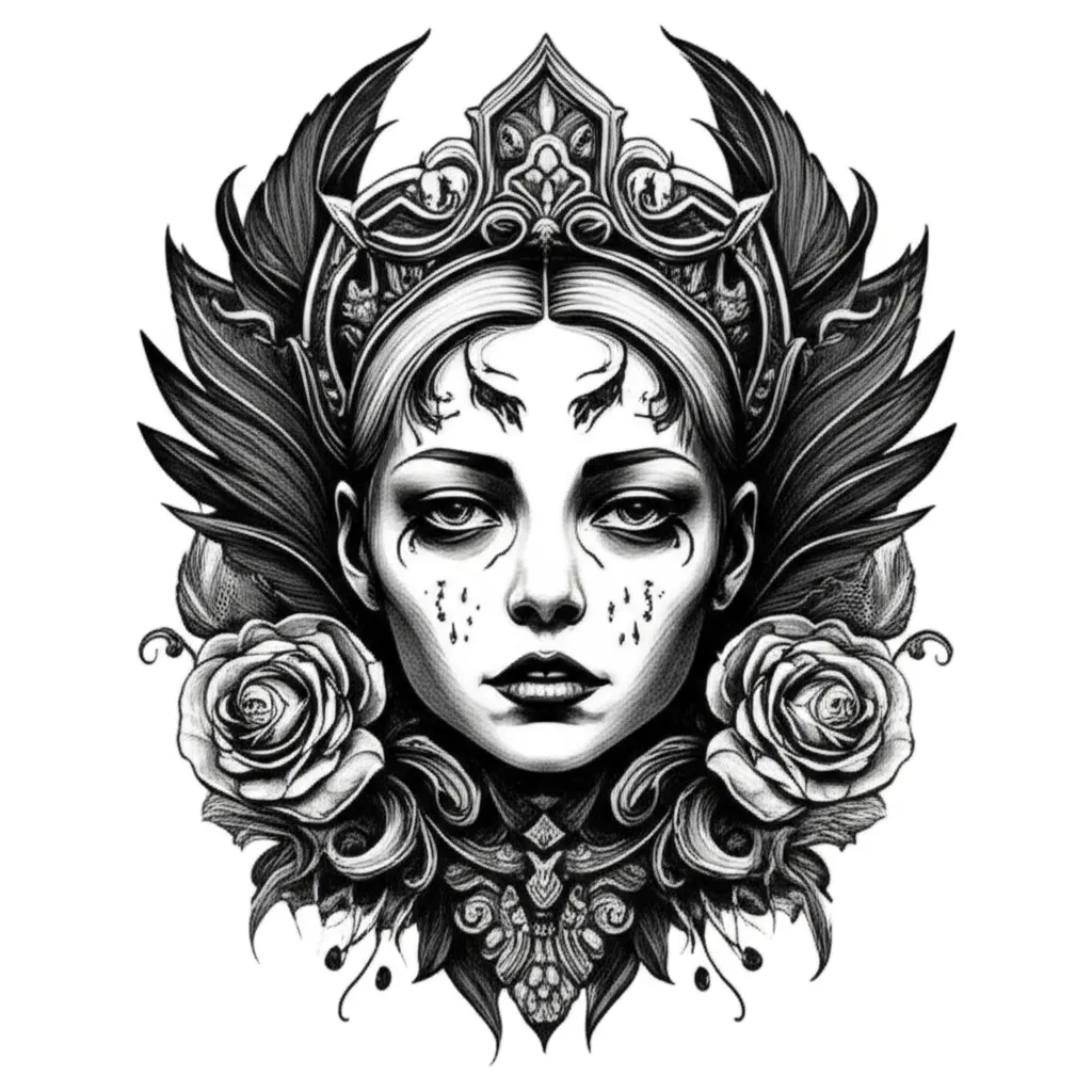 Gothic Flores Tattoo Design: Dark Floral Beauty