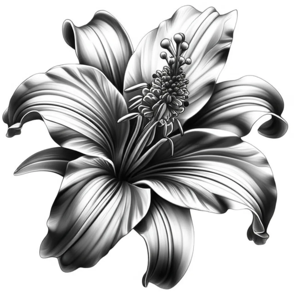 Realistic Lily and Hibiscus Flower Tattoo Design Realistic Lily and Hibiscus Flower Tattoo Design