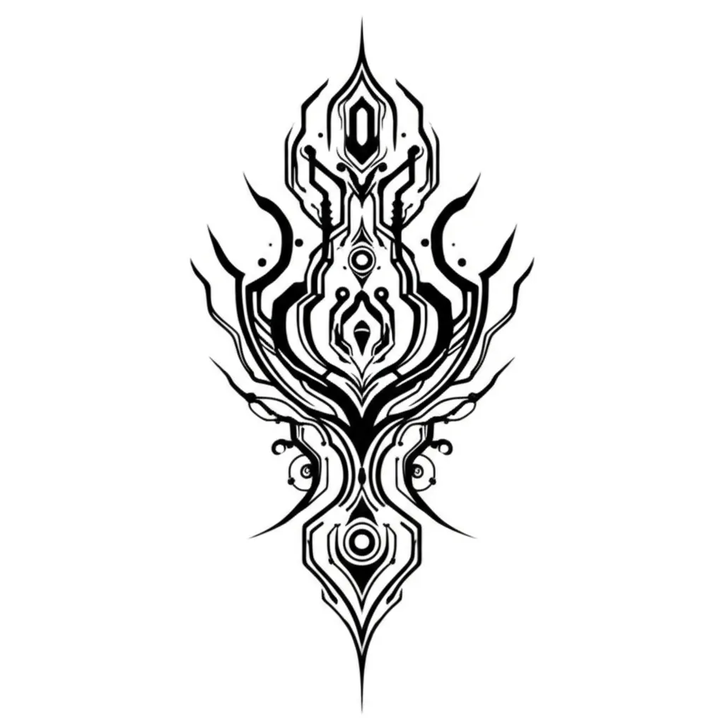 Cyber Sigilism Finger Tattoo: Long, Sleek Design Cyber Sigilism Finger Tattoo: Long, Sleek Design