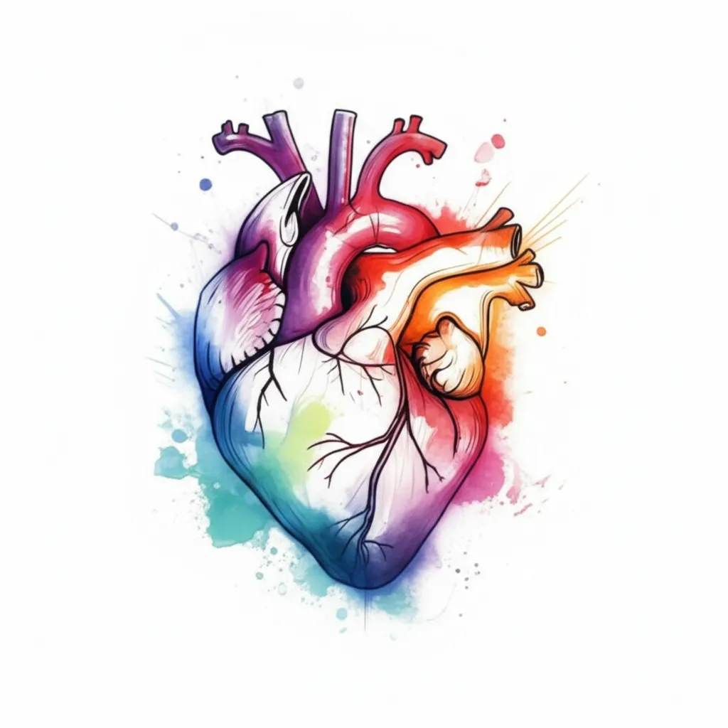 Watercolor Affliction Heart Tattoo Idea