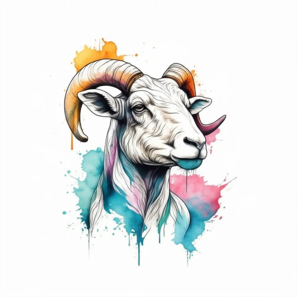 Watercolor Ram Tattoo with Psalm 23:1-3 NIV Bible Verse Watercolor Ram Tattoo with Psalm 23:1-3 NIV Bible Verse