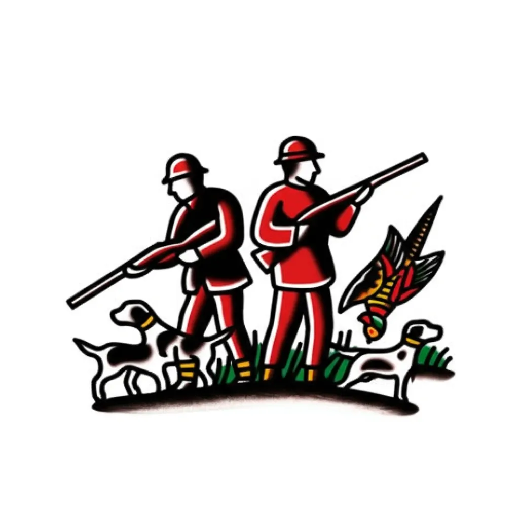 American Traditional Hunting Tattoo Design with Dogs