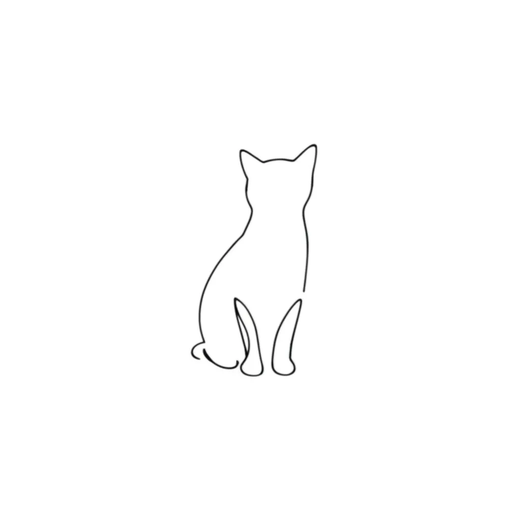 Minimalist Cat Outline Tattoo Behind Ear - Single Line Design Minimalist Cat Outline Tattoo Behind Ear - Single Line Design