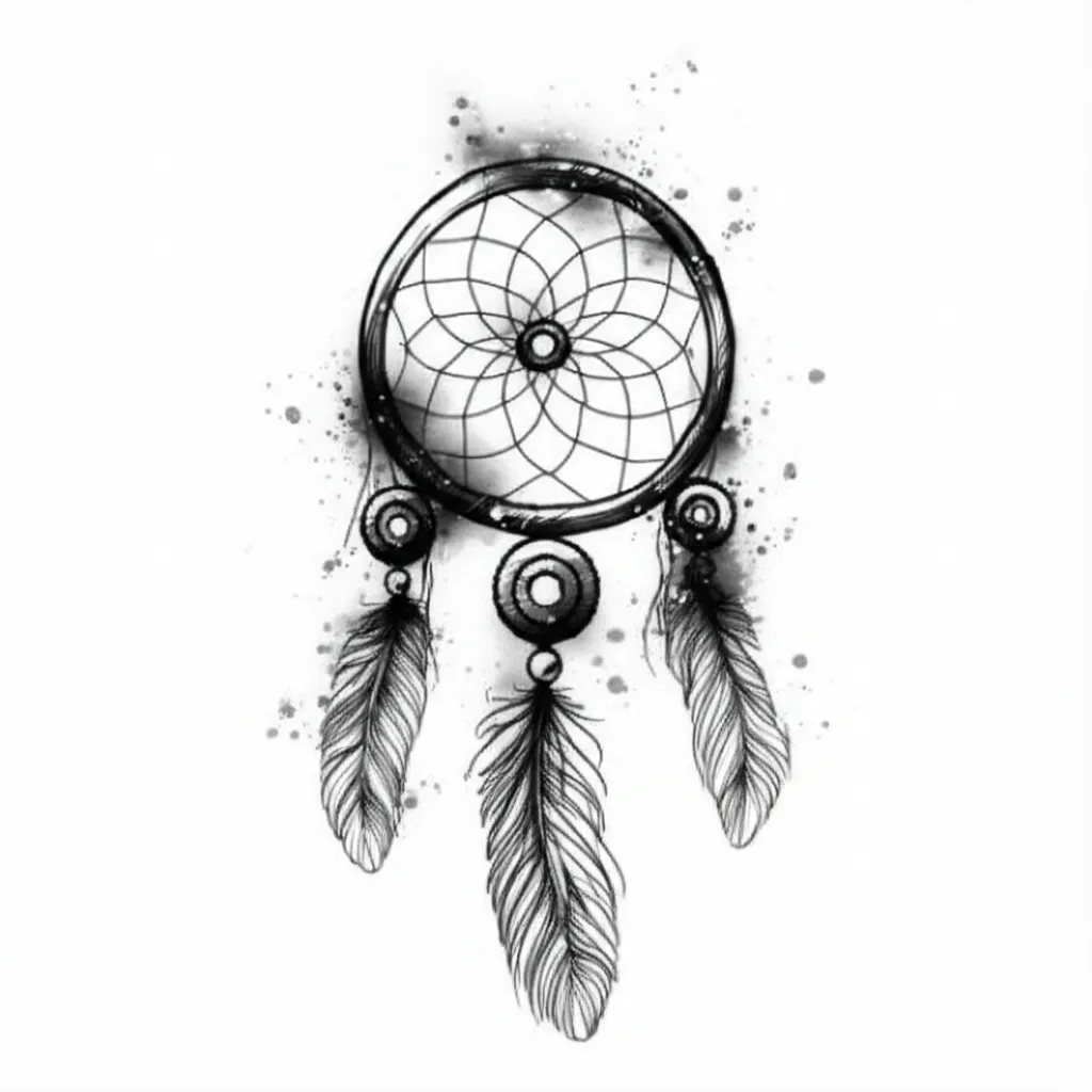Dream Catcher Watercolor Tattoo on Shoulder - Black, White & Color Pop
