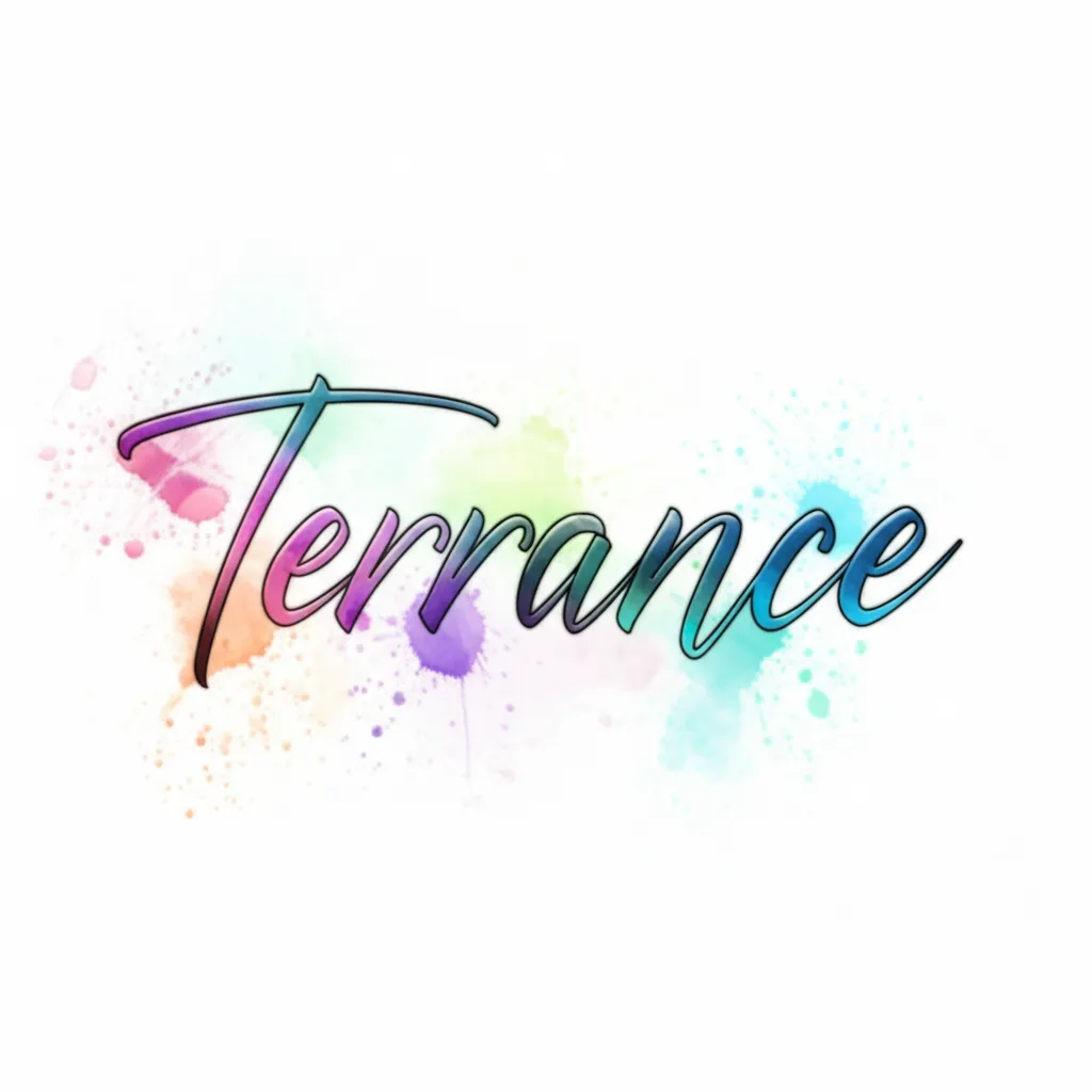 Terrance Watercolor Name Tattoo Design