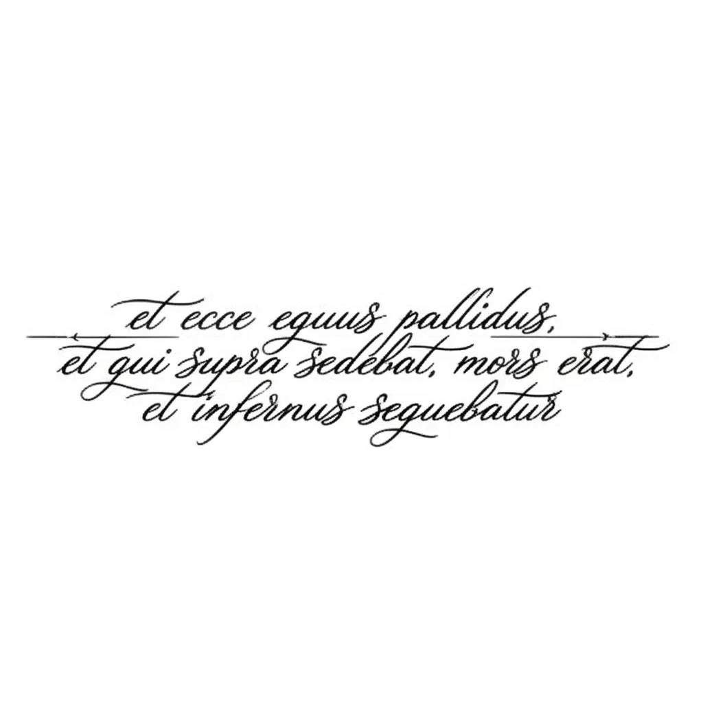 Et ecce equus pallidus Cursive Tattoo Design
