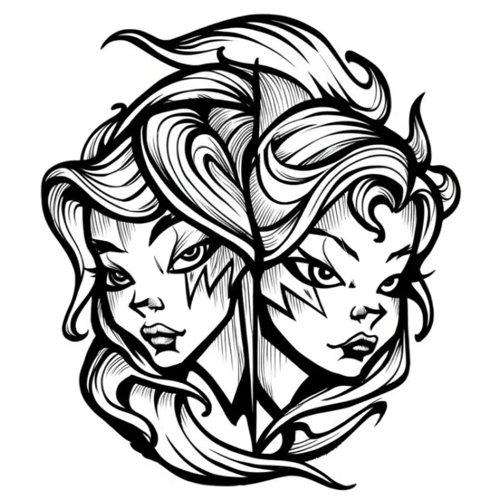 Gemini Women Graffiti Tattoo Design Gemini Women Graffiti Tattoo Design