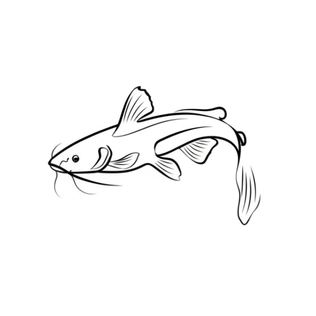 Minimalist Catfish Tattoo Design