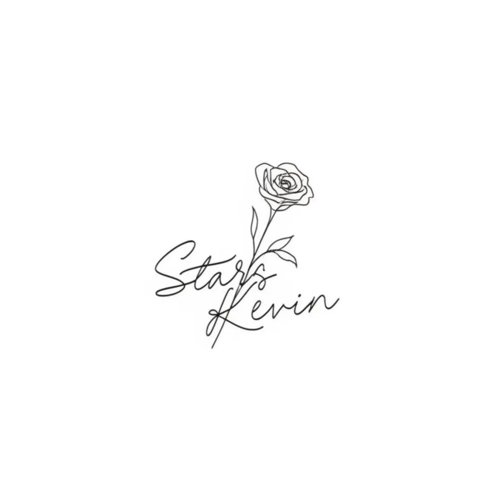 Stars Kevin with a Rose Minimalist Tattoo Design Stars Kevin with a Rose Minimalist Tattoo Design
