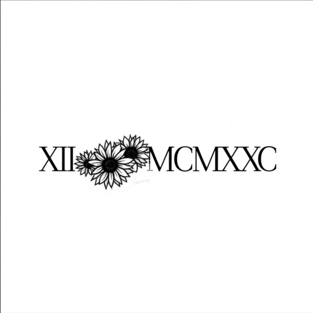 Minimalist Roman Numerals Tattoo with Sunflowers and 'Mom'