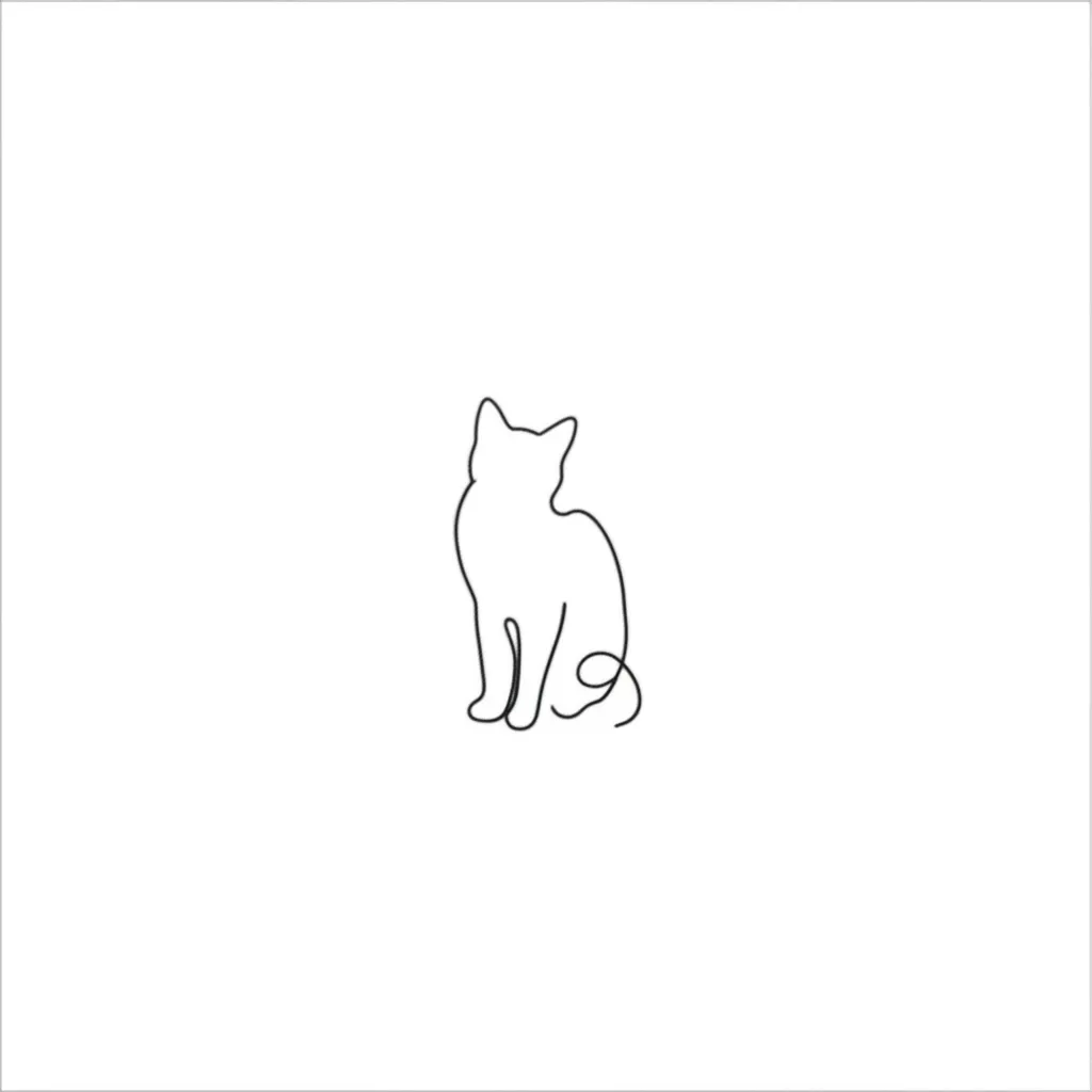 Minimalist Cat Outline Tattoo Behind Ear - Single Line Design Minimalist Cat Outline Tattoo Behind Ear - Single Line Design
