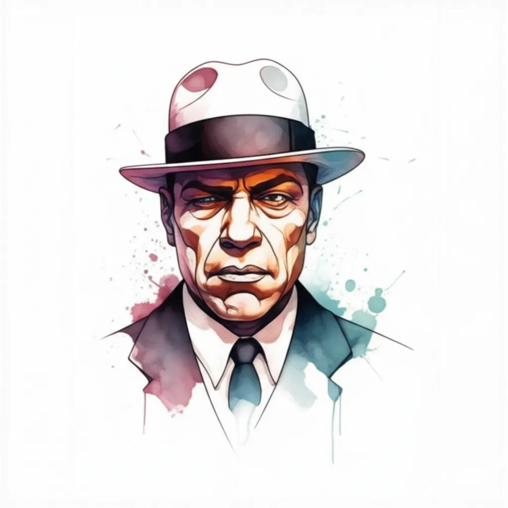 Watercolor Gangster Tattoo Design