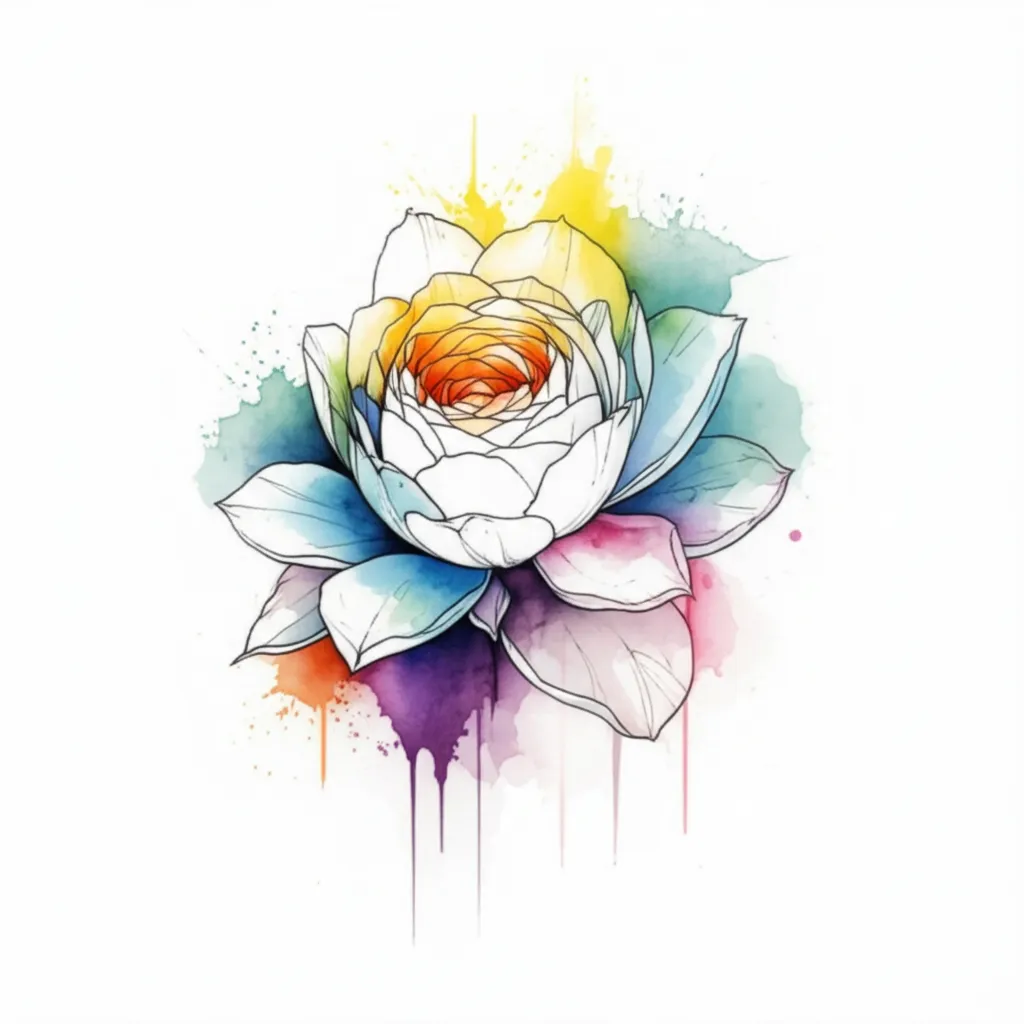 Watercolor Flower Sleeve Filler Tattoo Idea
