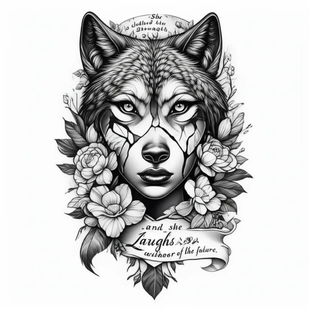Empowered Woman Wolf Tattoo: Strength, Dignity & Fearless Laughter Empowered Woman Wolf Tattoo: Strength, Dignity & Fearless Laughter