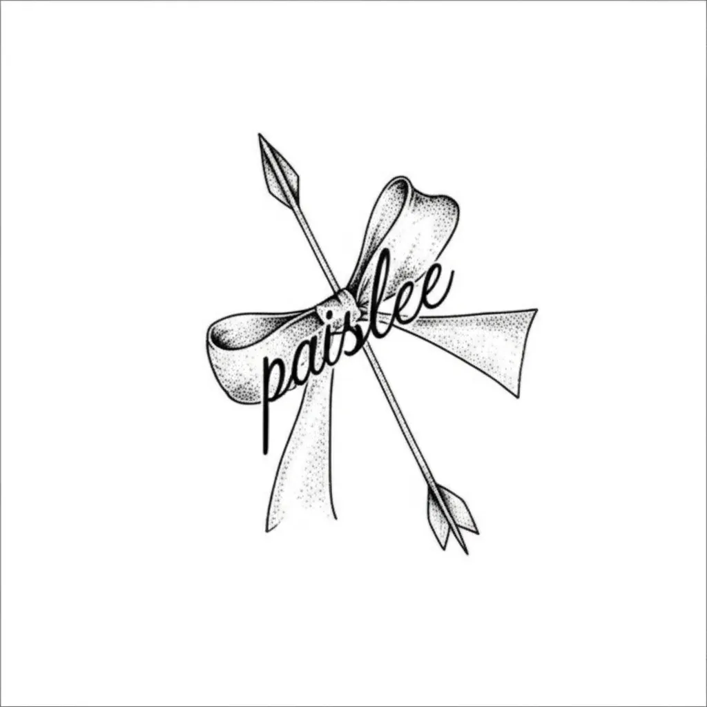 Paislee Name Tattoo with Bow and Arrow - Fine Line Style