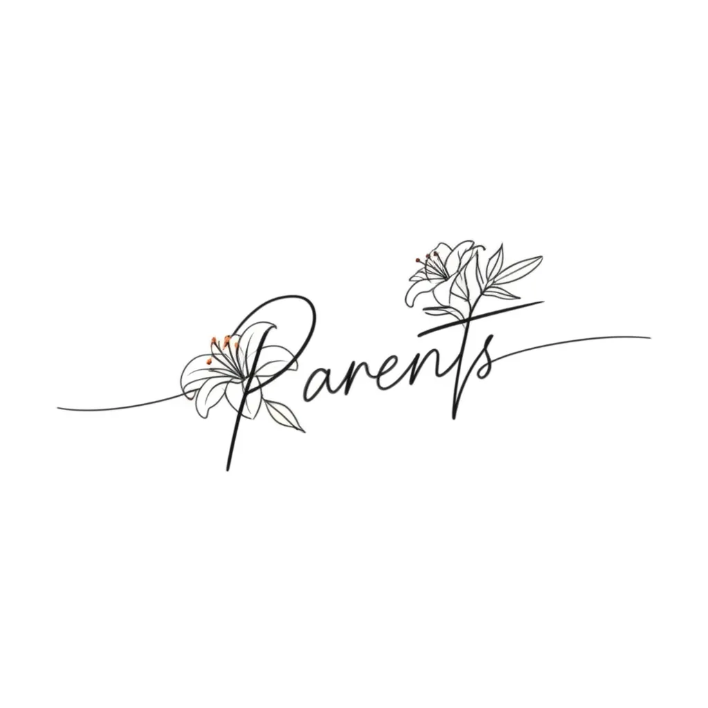 Minimalist Parents Name Tattoo with Lilies: A Touching Tribute Minimalist Parents Name Tattoo with Lilies: A Touching Tribute