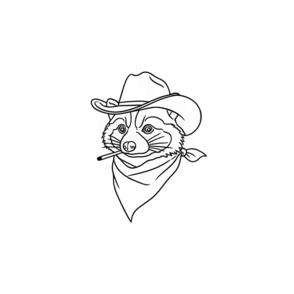 Minimalist Raccoon Cowboy Tattoo Idea Minimalist Raccoon Cowboy Tattoo Idea