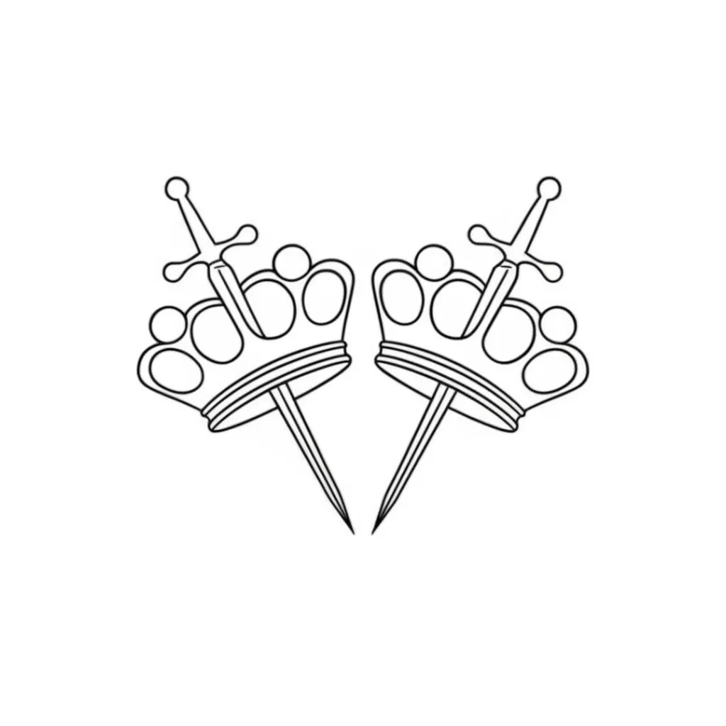 Minimalist Two Crowns with Sword Tattoo Design Minimalist Two Crowns with Sword Tattoo Design