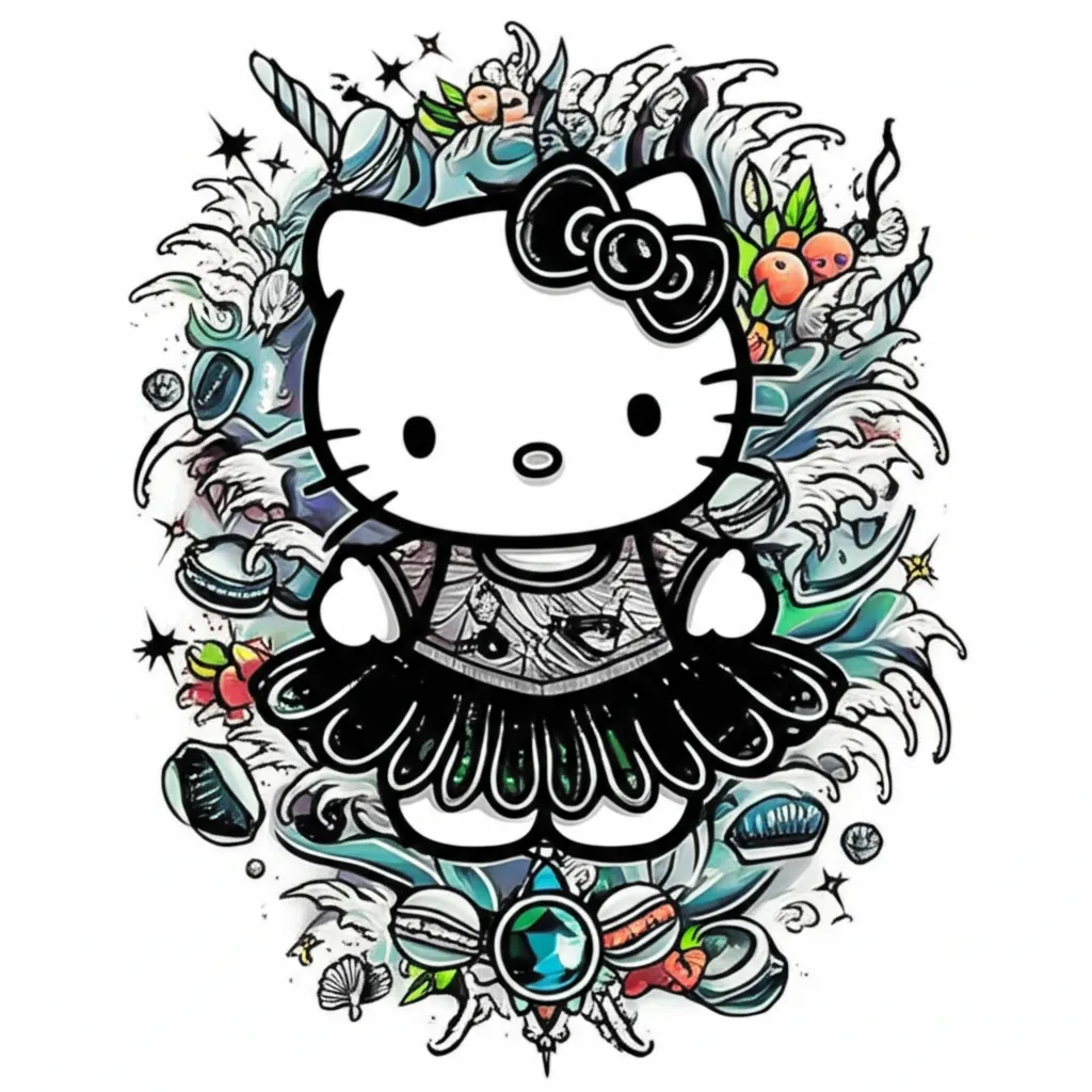 Hello Kitty Goth Tattoo Design with Name - Nyasia Hello Kitty Goth Tattoo Design with Name - Nyasia