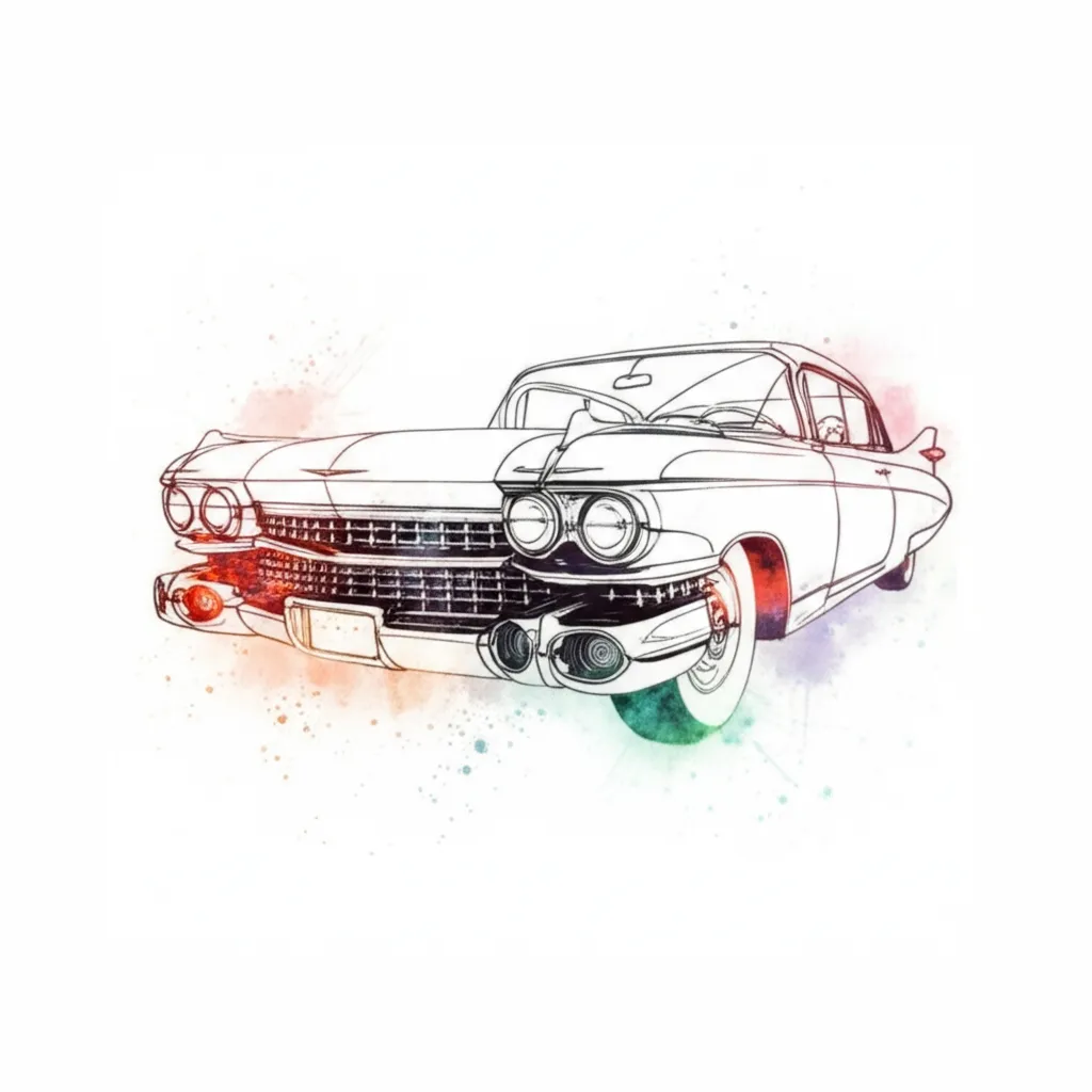 Cadillac Kings Watercolor Tattoo Design