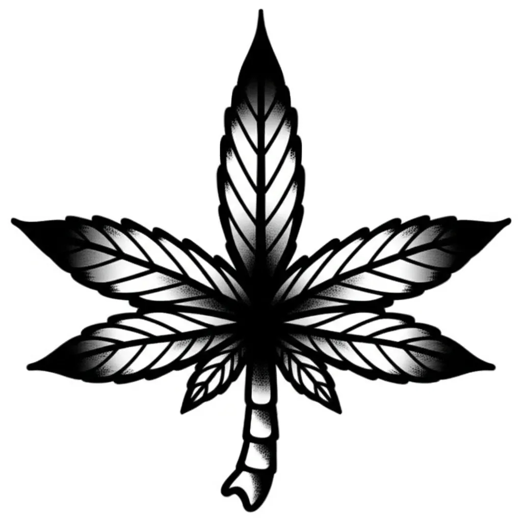 American Traditional Pot Leaf Tattoo Design