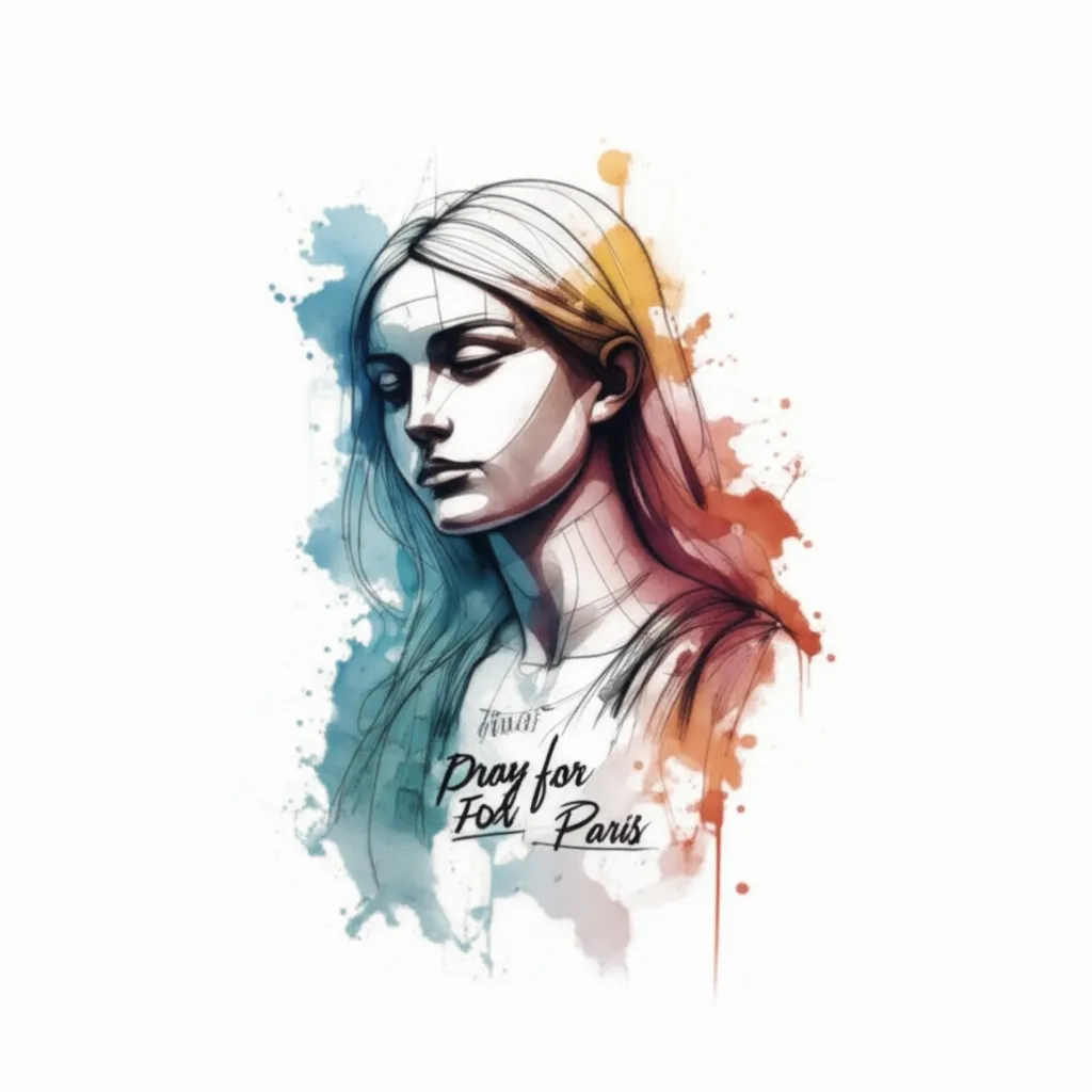 Pray for Paris Watercolor Tattoo Design Pray for Paris Watercolor Tattoo Design