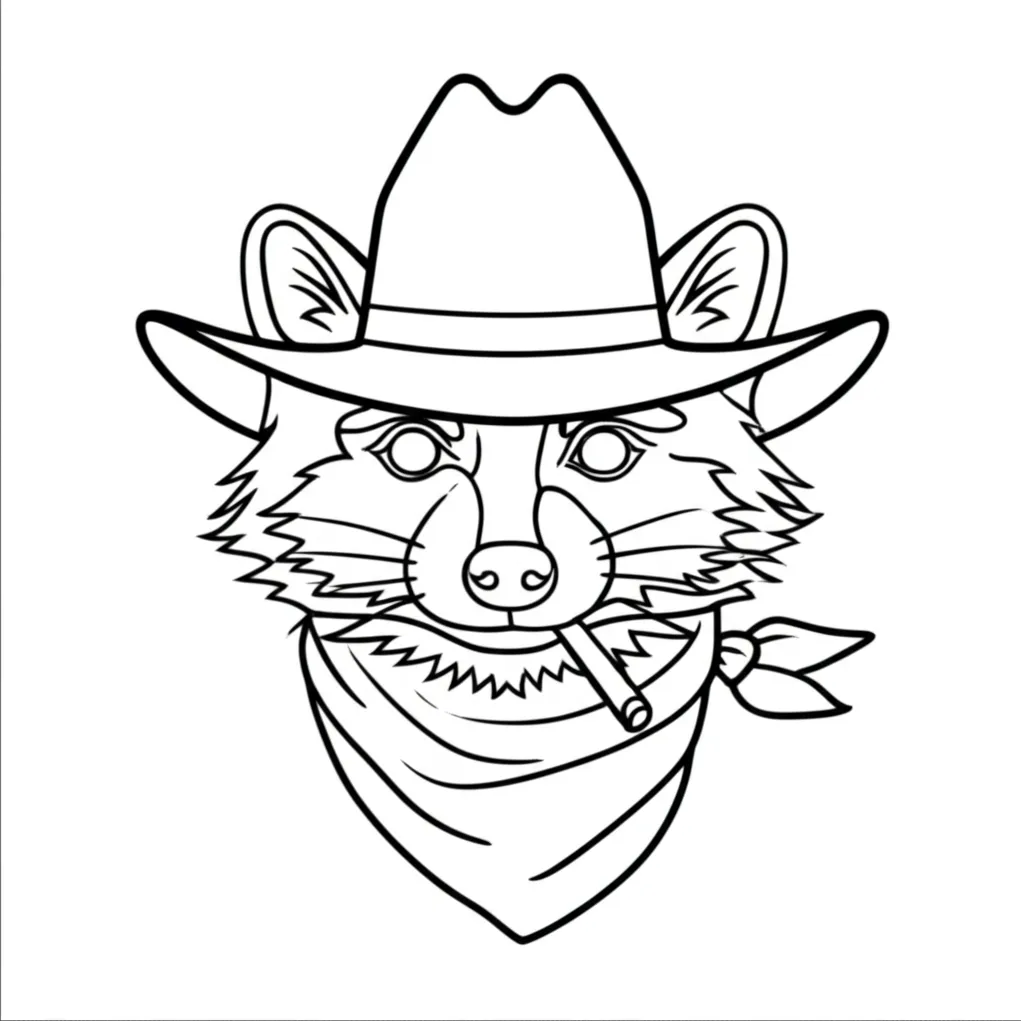 Minimalist Raccoon Cowboy Tattoo Design Minimalist Raccoon Cowboy Tattoo Design