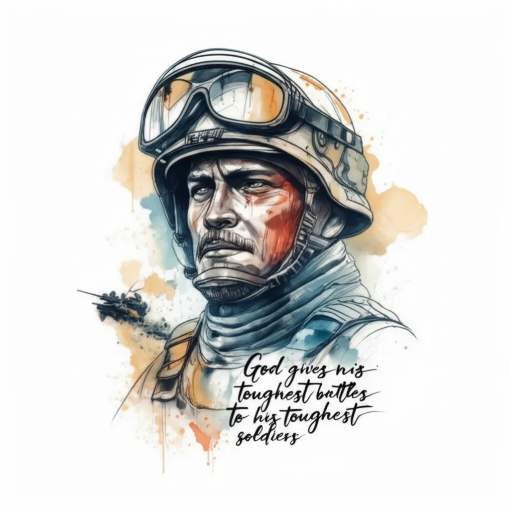 Watercolor Soldier Tattoo: God's Toughest Battles