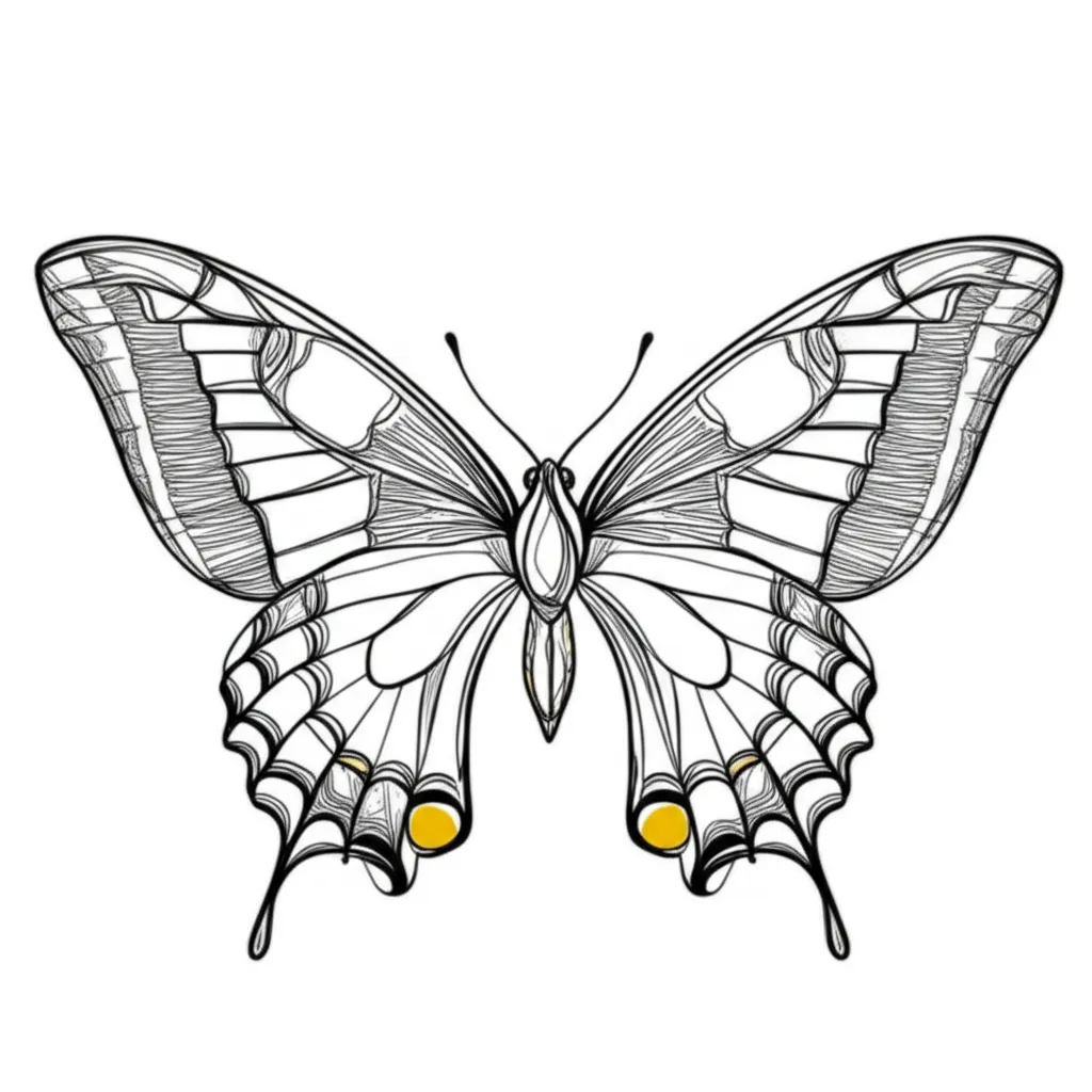 Minimalist Yellow Swallowtail Butterfly Tattoo Design