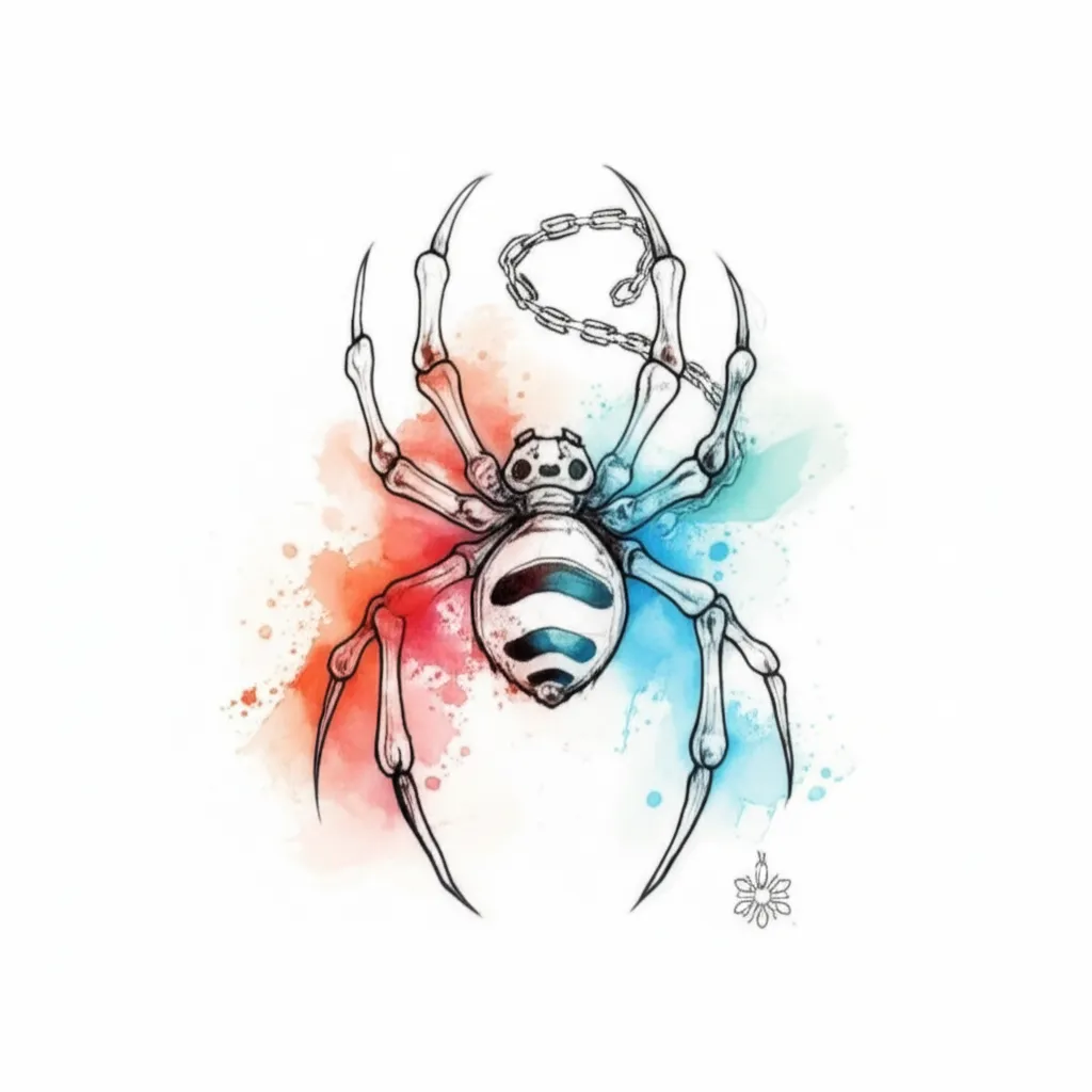 Watercolor Hunter x Hunter Spider Tattoo with Kurapika Chain Watercolor Hunter x Hunter Spider Tattoo with Kurapika Chain