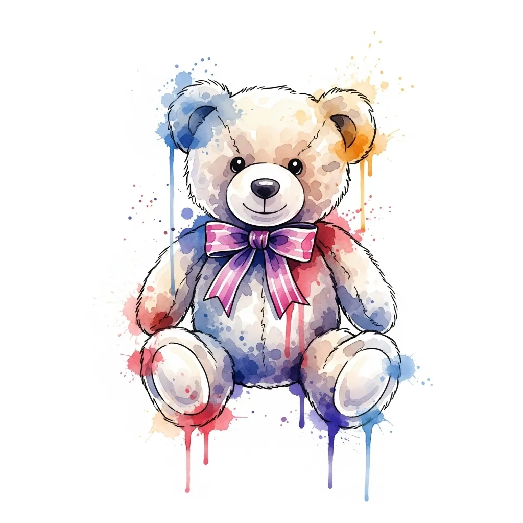 Watercolor Teddy Bear Tattoo Design Watercolor Teddy Bear Tattoo Design