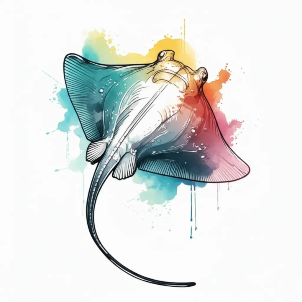 Watercolor Stingray Tattoo Idea - Unique Ocean Art Watercolor Stingray Tattoo Idea - Unique Ocean Art