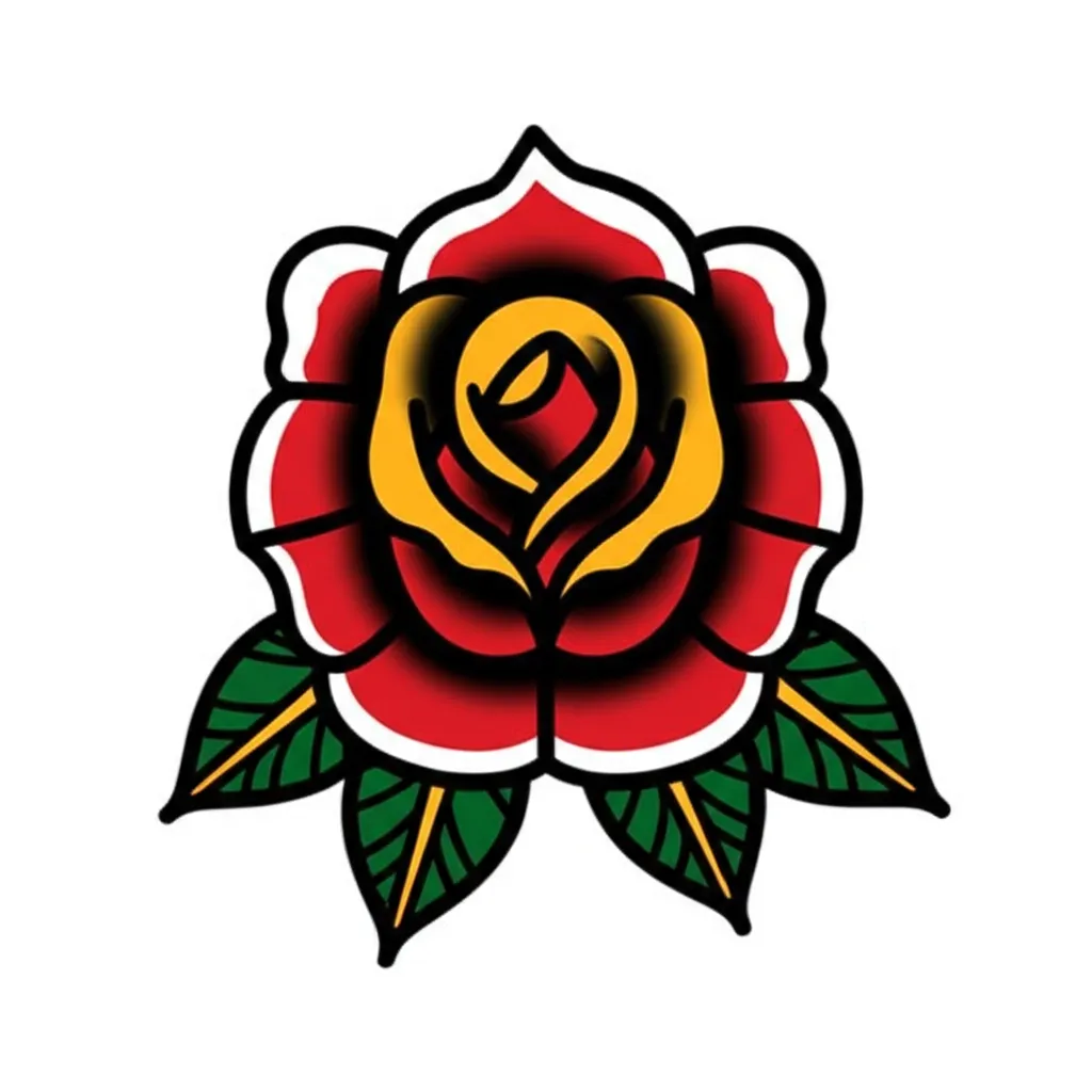 Red Rose American Traditional Tattoo on Hand: A Classic Design Red Rose American Traditional Tattoo on Hand: A Classic Design