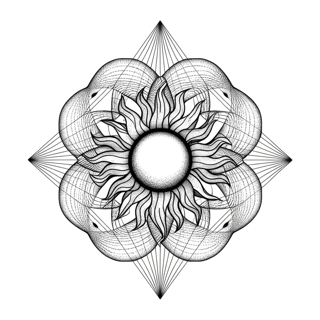 Geometric Sun Butterfly Diamond Tattoo Design Geometric Sun Butterfly Diamond Tattoo Design
