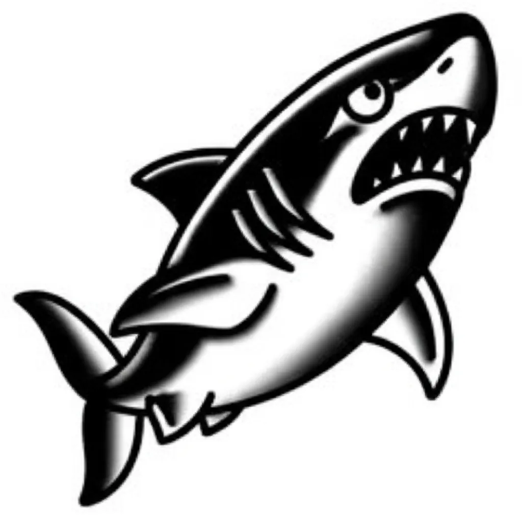 American Traditional Shark Tattoo Design