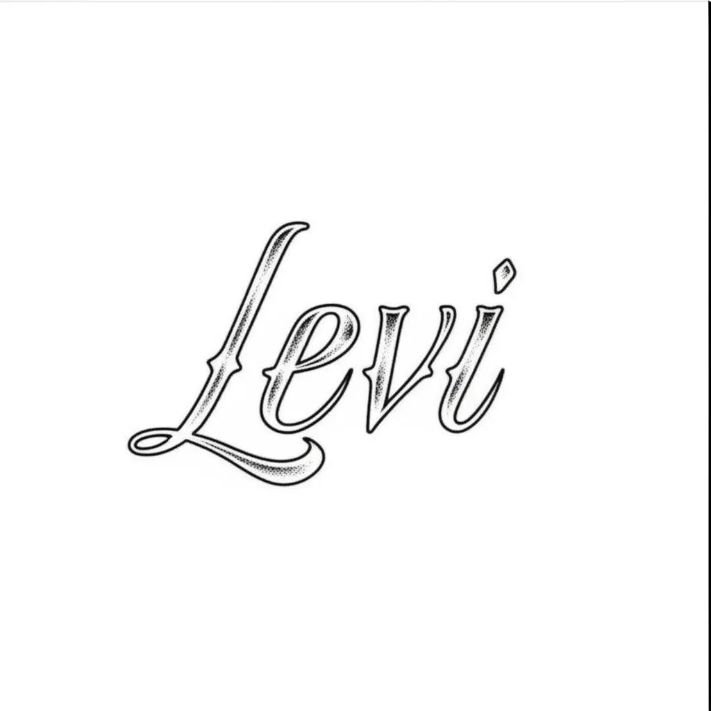 Levi Name Tattoo: Western Style Fine Line Design