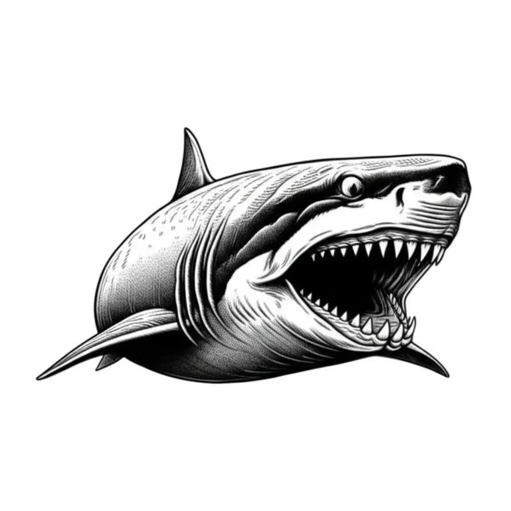 Gothic Shark Tattoo Design with Open Jaw