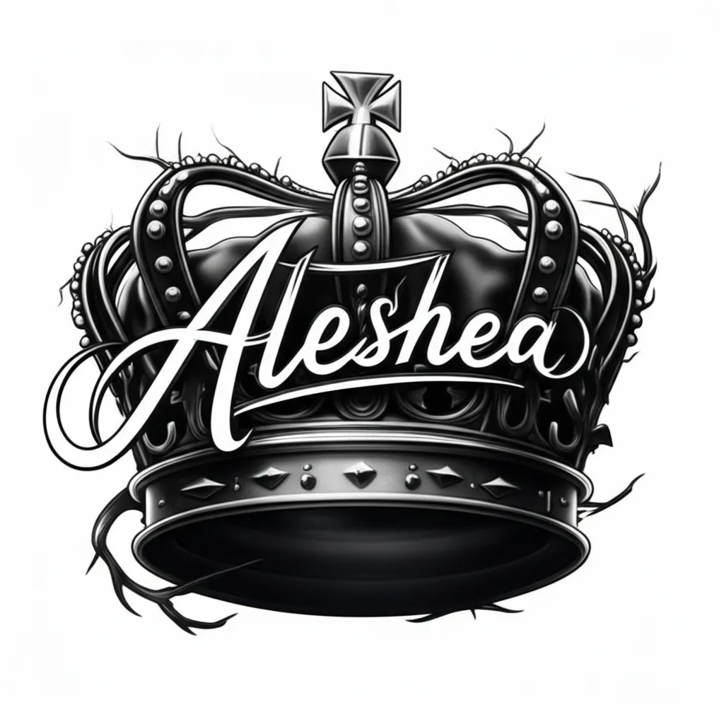 Aleshea Name Tattoo in Royal Crown with Thorns - Realism Style