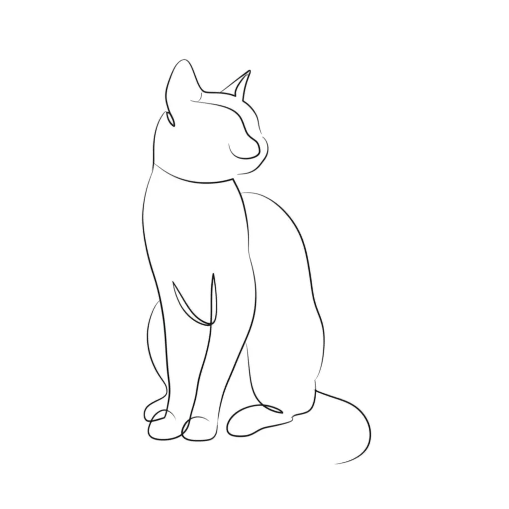 Minimalist Cat Outline Tattoo: Single Line Design