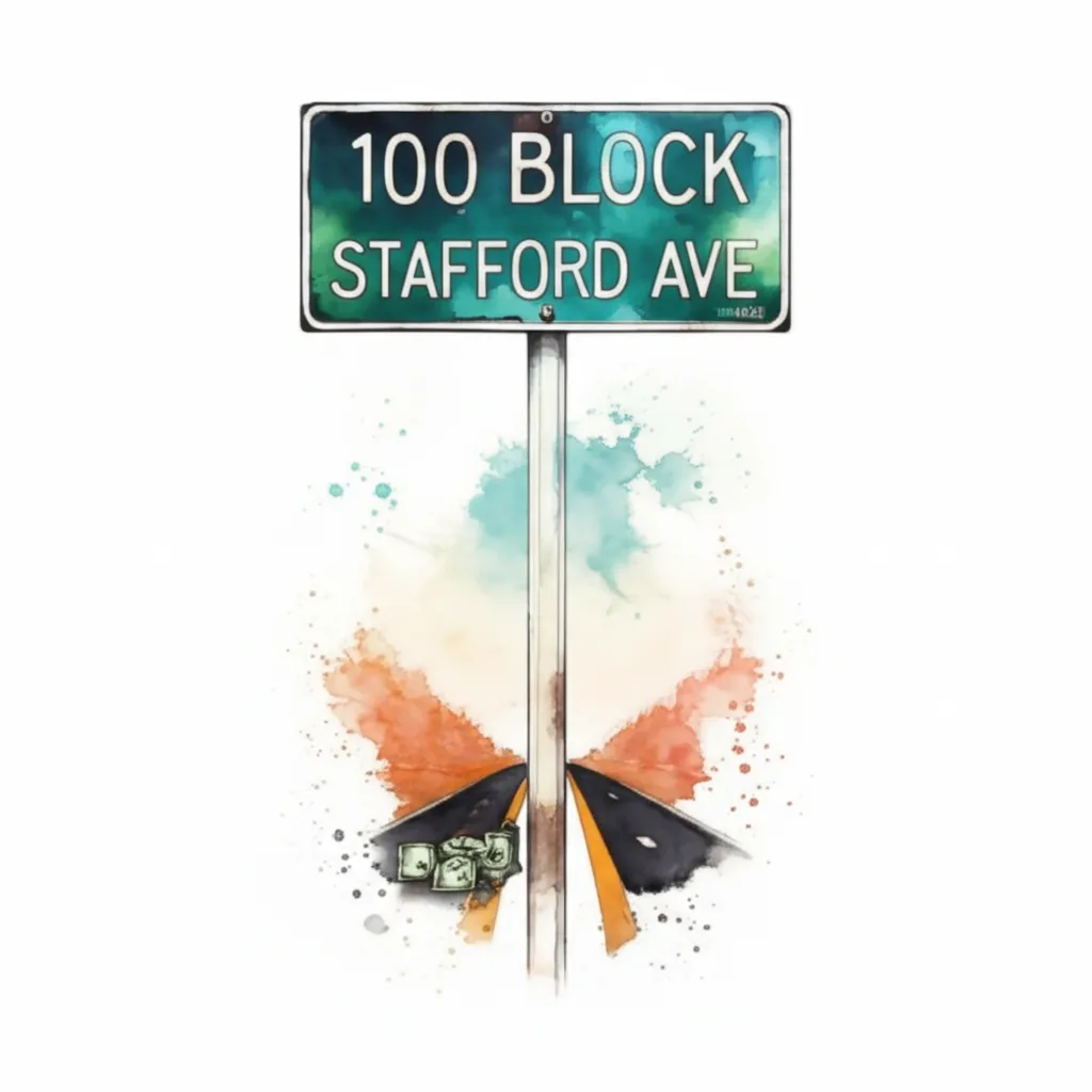 100 Block Stafford Ave Watercolor Tattoo Design
