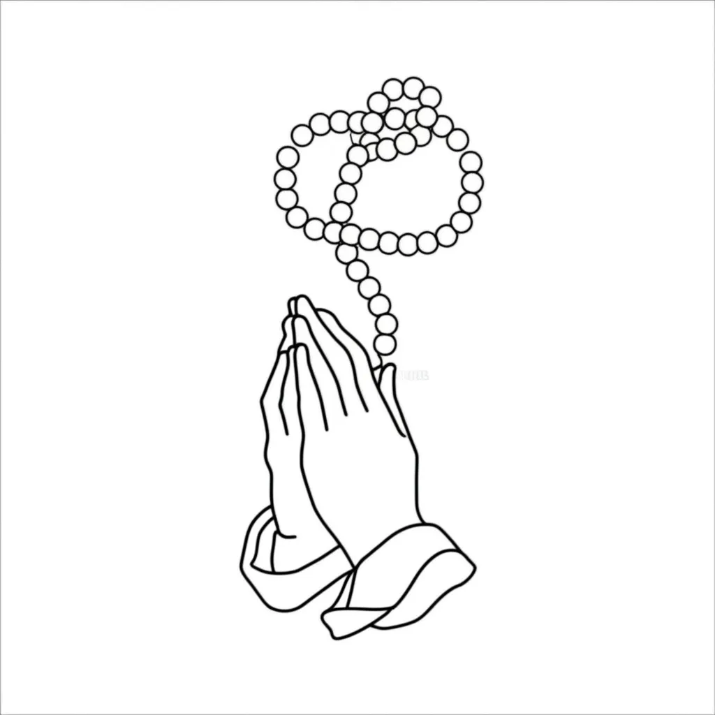 Minimalist Rosary with Praying Hands and Baseball Tattoo