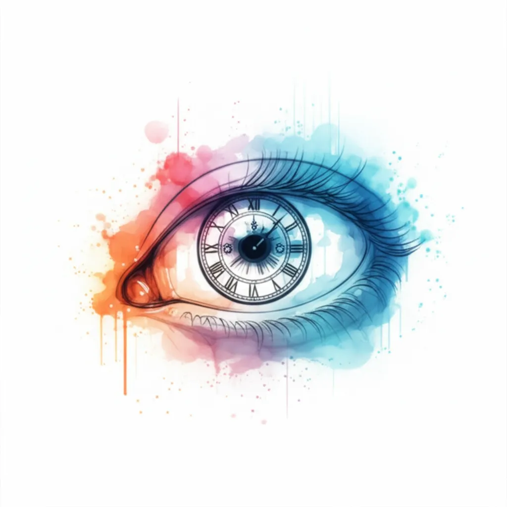 Watercolor Eye Clock Tattoo Design - Timeless Vision Watercolor Eye Clock Tattoo Design - Timeless Vision