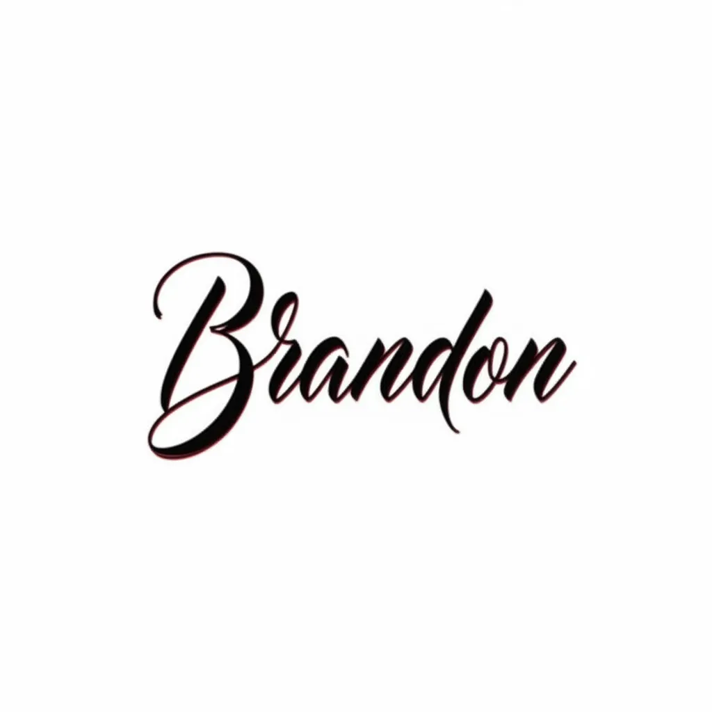 Brandon Name Tattoo: Minimalist Script with Red and Black Ink Brandon Name Tattoo: Minimalist Script with Red and Black Ink