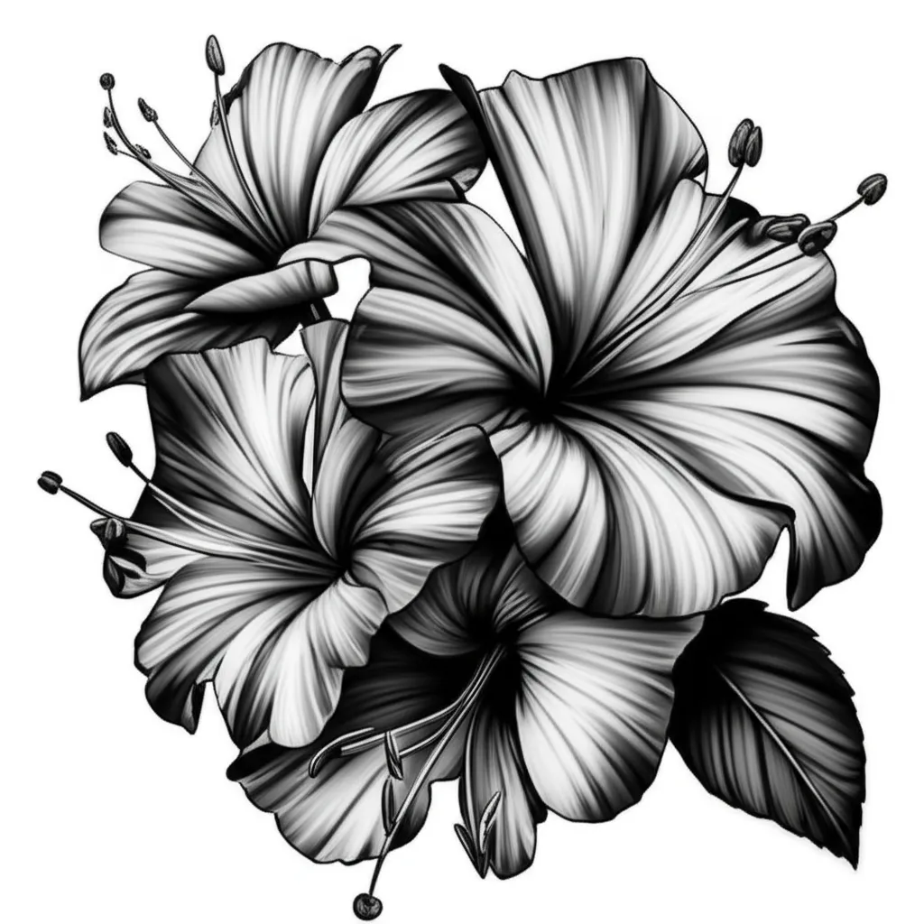 Realistic Lily and Hibiscus Flower Tattoo Design Realistic Lily and Hibiscus Flower Tattoo Design