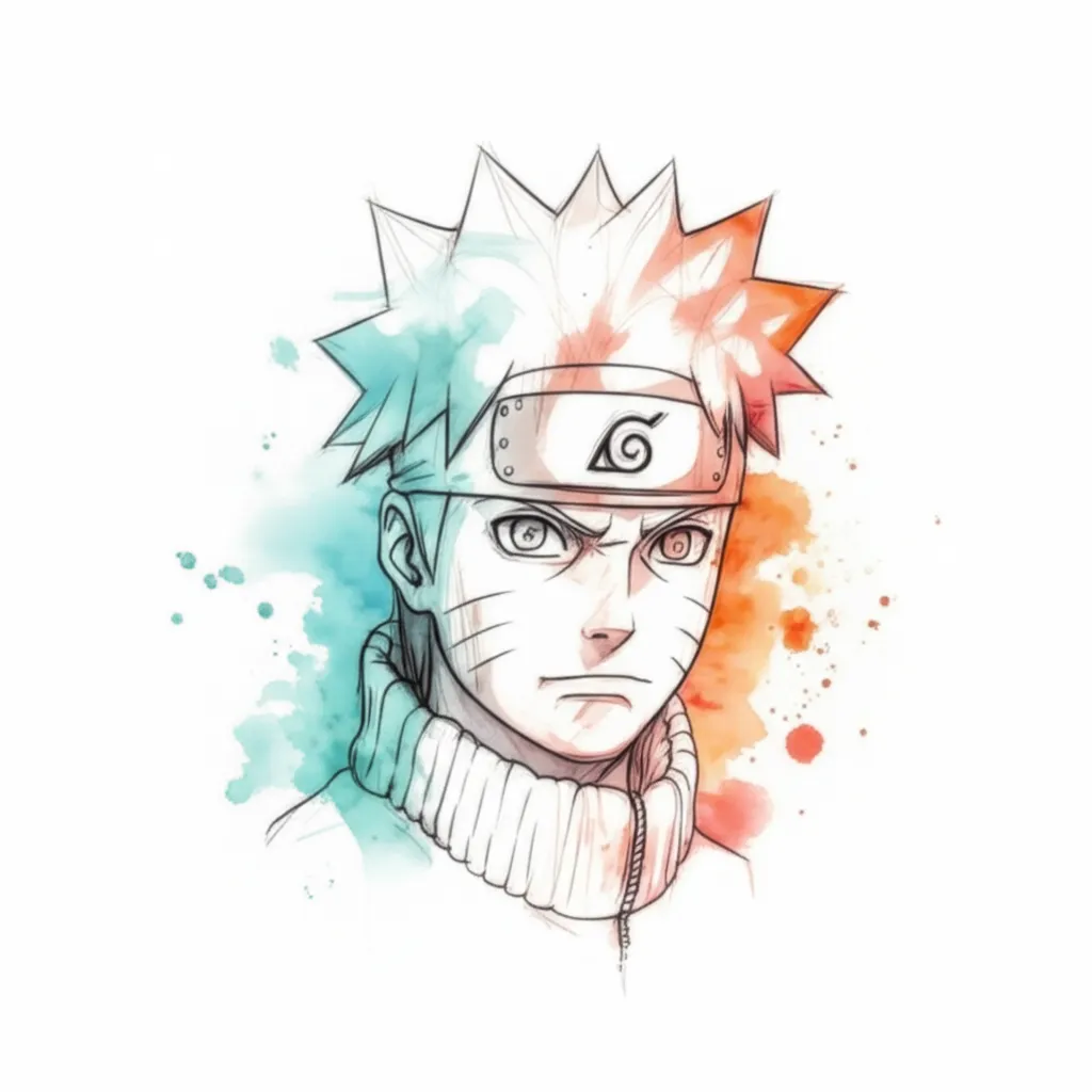 Watercolor Naruto Tattoo Design - Anime Inspired Ink