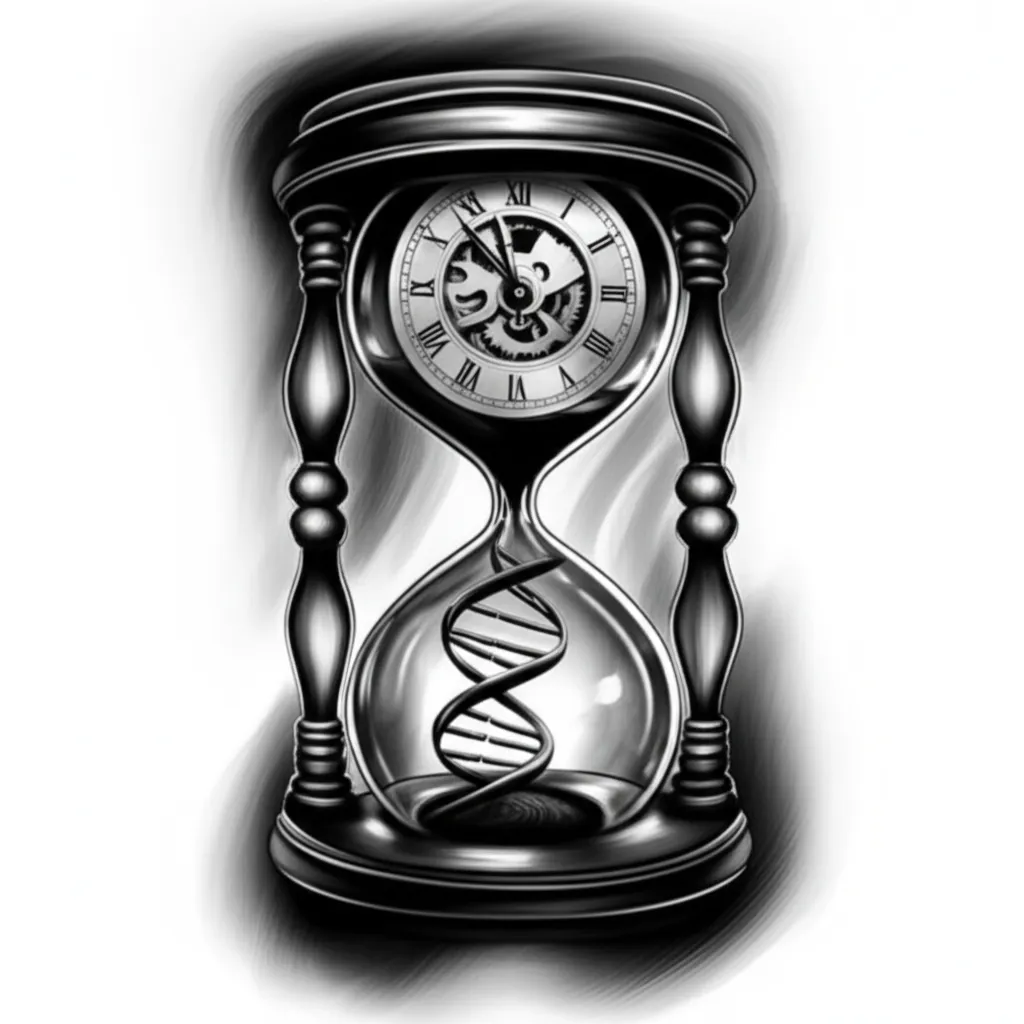 Realistic Clock Hourglass DNA Tattoo Design Realistic Clock Hourglass DNA Tattoo Design